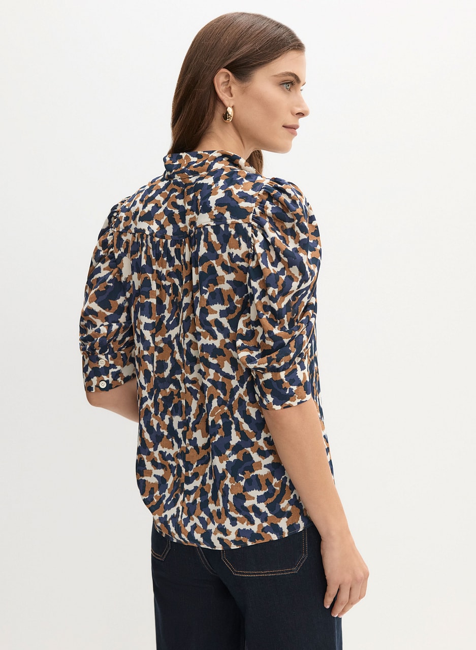 Puff Sleeve Abstract Print Blouse