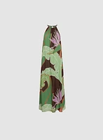 Graphic Palm Print Maxi Dress