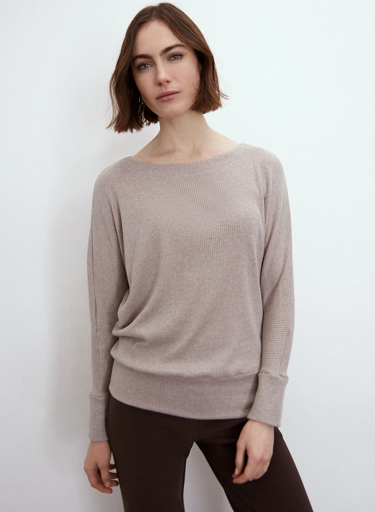 Dolman Sleeve Rib Knit Top