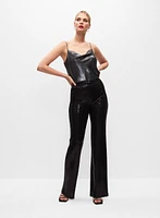 Pull-On Sequin Straight Leg Pants