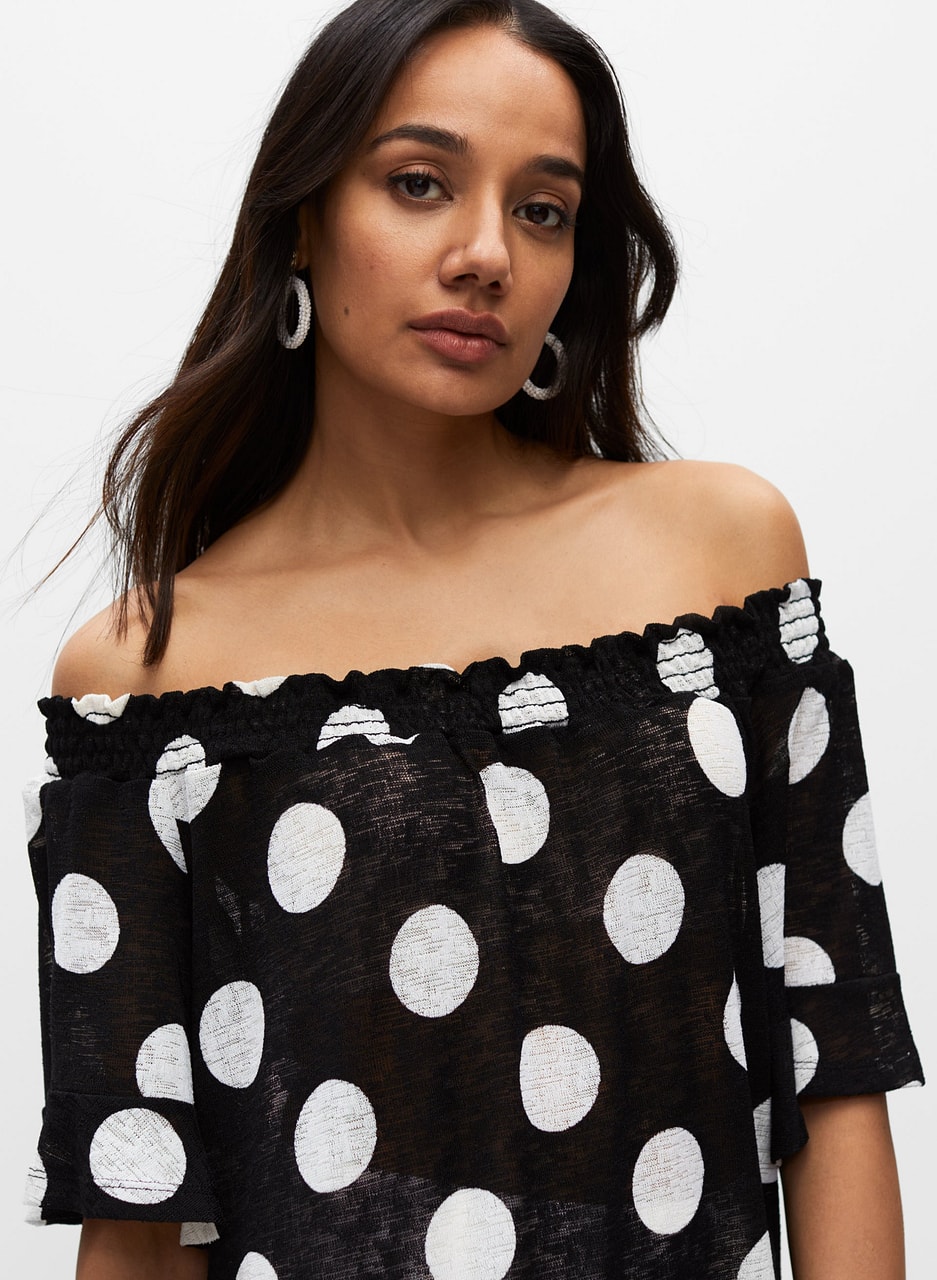 Off-the-Shoulder Polka Dot Top