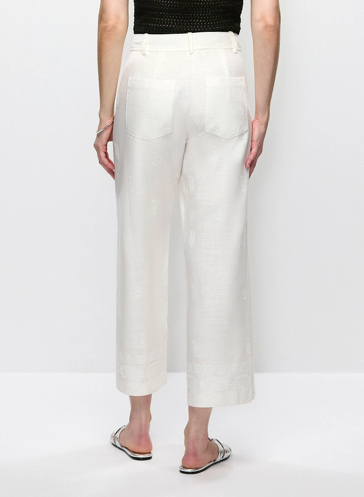 Linen Blend Wide Leg Pants