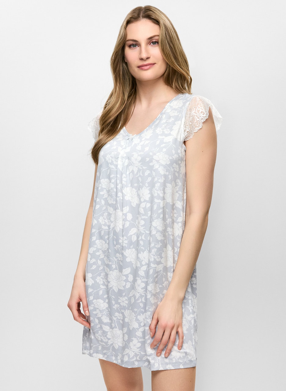 Lace Cap Sleeve Nightgown