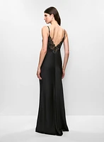 BA Nites - Pleated Satin Evening Dress