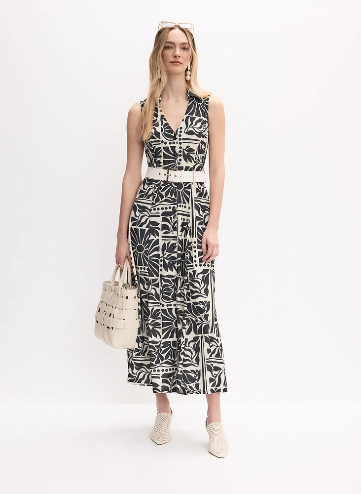 Tropical Print Shirt Dress