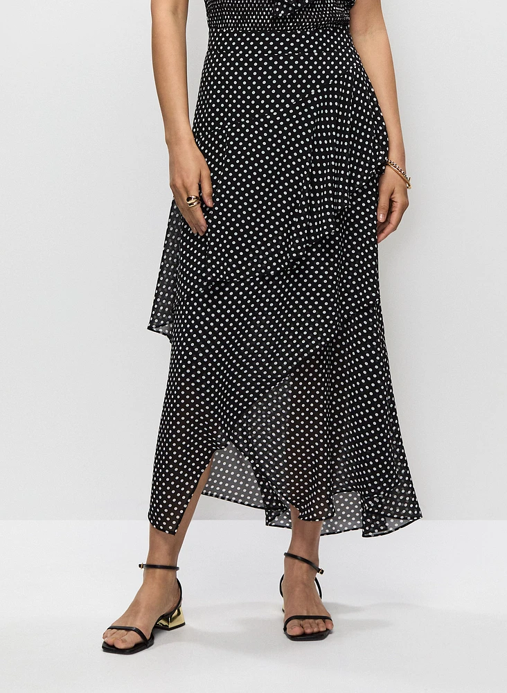 Asymmetric Polka Dot Maxi Skirt