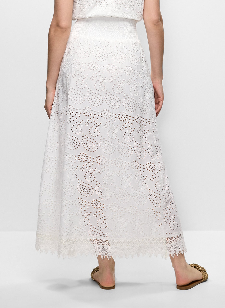 Tiered Eyelet Maxi Skirt