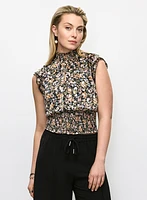 Ruched Hem Floral Blouse