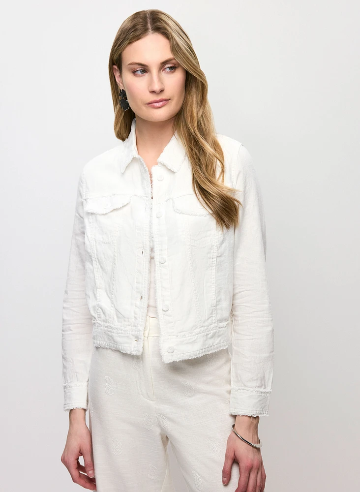 Frayed Linen-Blend Jacket