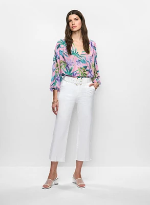 Floral Chiffon Blouse & Straight Leg Capris