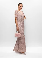 Lace Overlay Gown & Waterfall Earrings