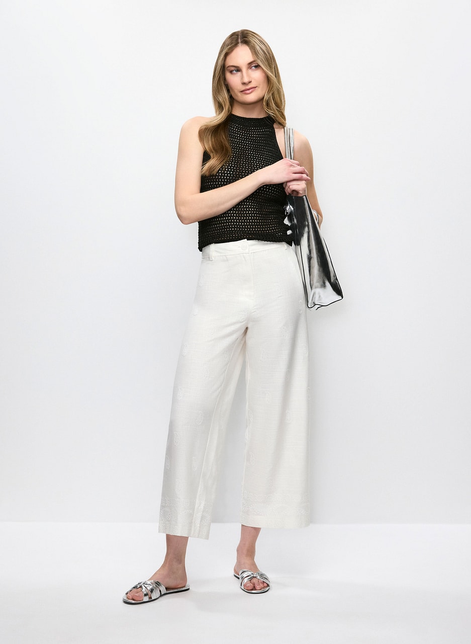 Linen Blend Wide Leg Pants