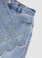 Embroidered Hem Culotte Jeans