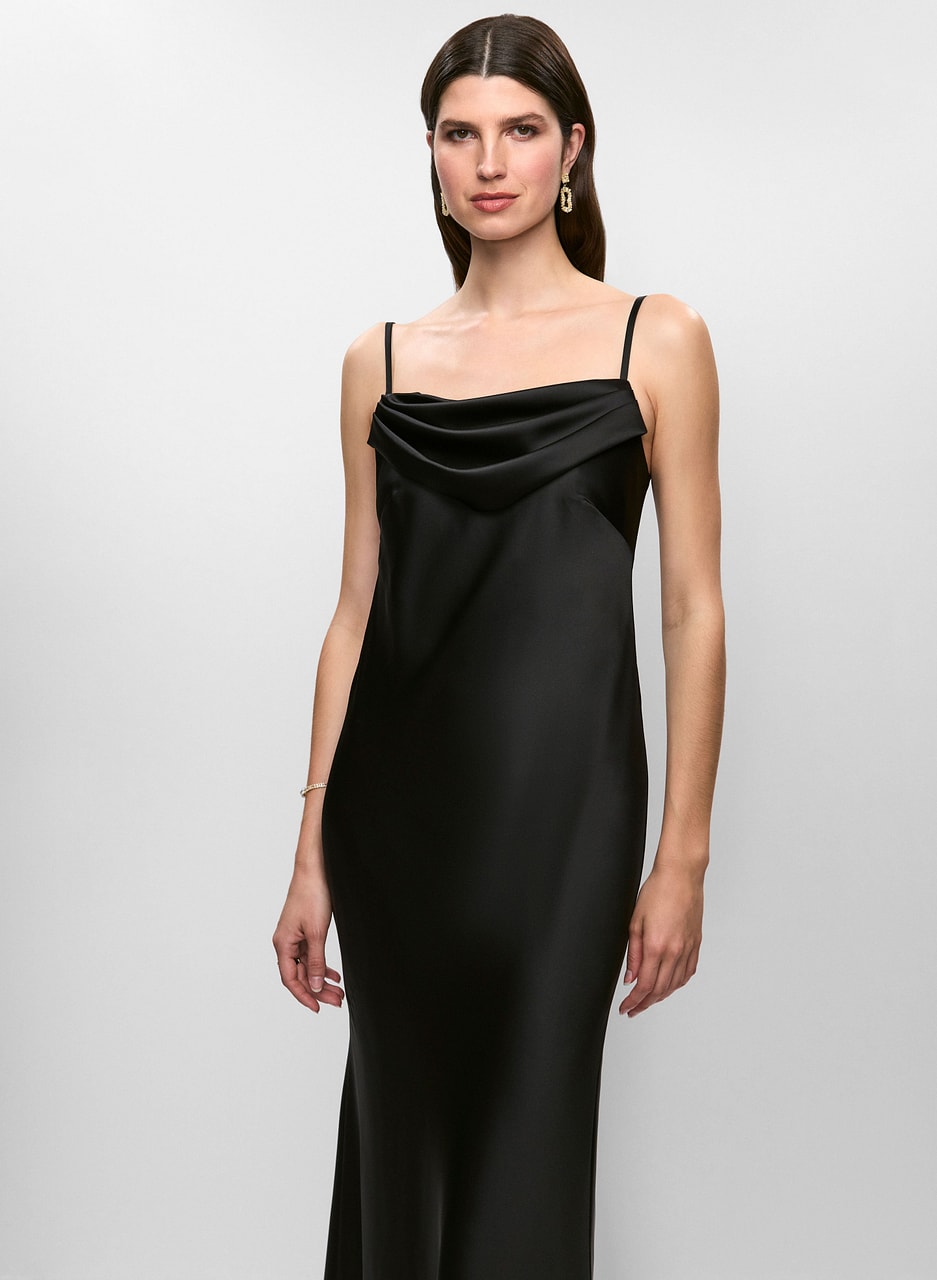 BA Nites - Pleated Satin Evening Dress