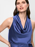 Satin Cowl Neck Dress