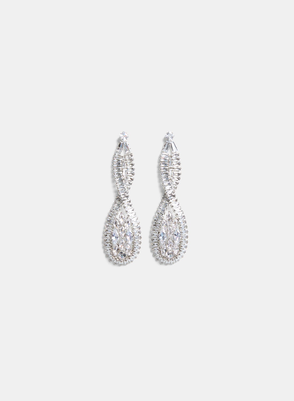 Twisted Cubic Zirconia Chandelier Earrings