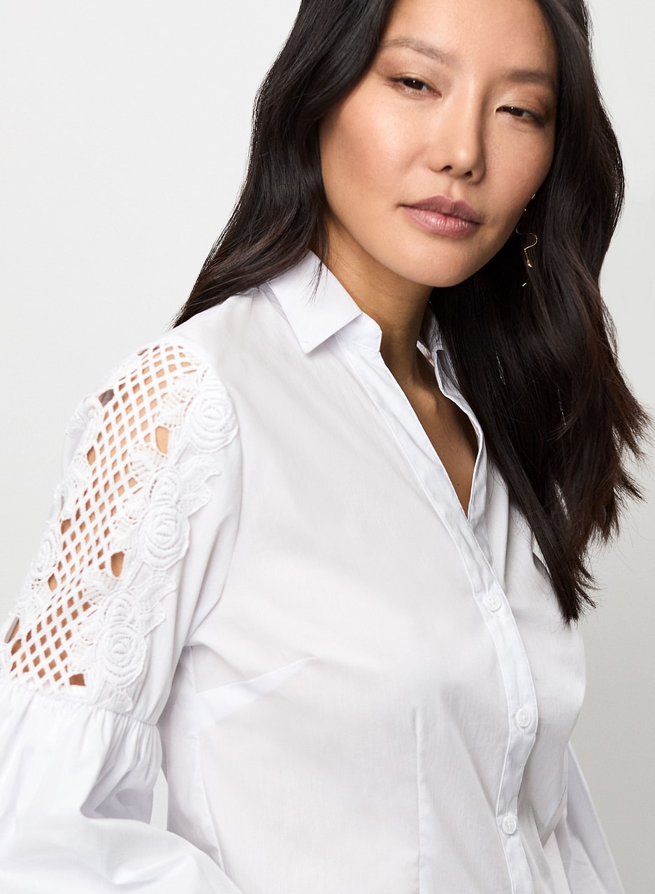 Lace Detail Balloon Sleeve Blouse