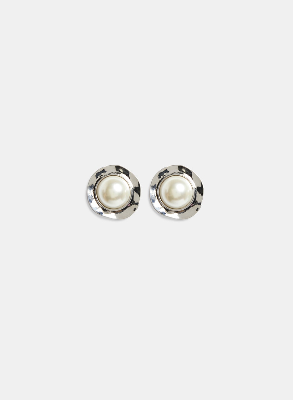 Pearl Centre Button Earrings