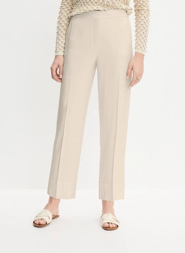 Cuffed Straight-Leg Pants