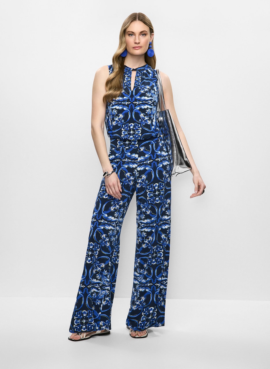 Abstract Print Sleeveless Top & Wide-Leg Pants