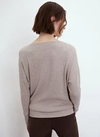 Dolman Sleeve Rib Knit Top