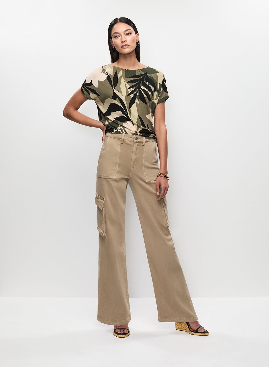 Tropical T-Shirt & Wide Leg Cargo Pants