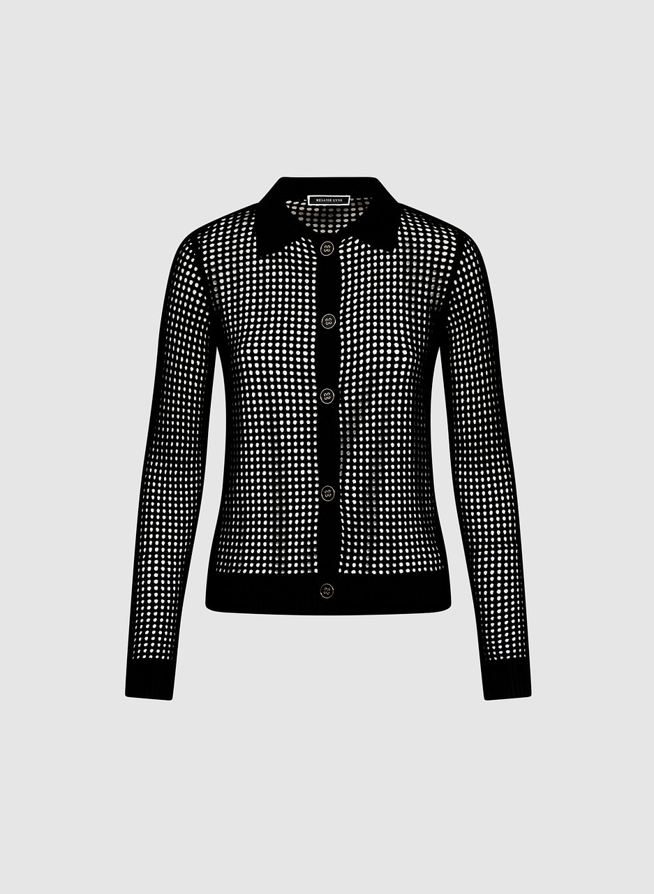 Open Weave Button-Up Sweater