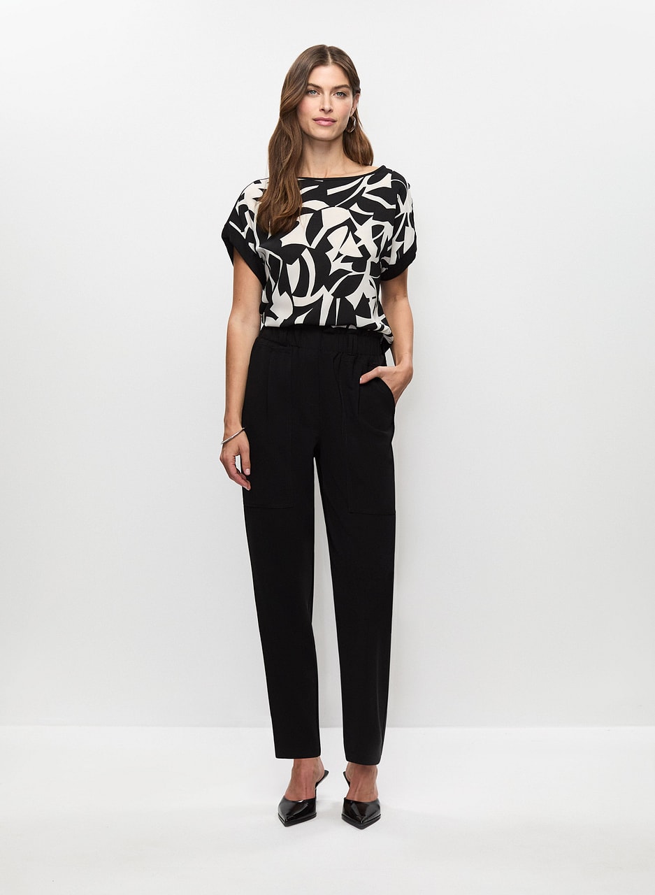 Geometric Print Top & Ruffle Waist Pants