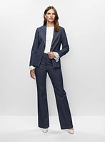 Chambray Denim Blazer & Flare Leg Chambray Pants