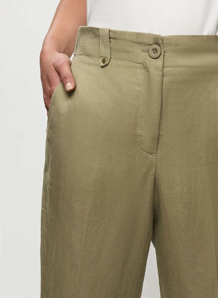 Linen-Blend Capri Pants