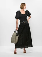 Tiered Eyelet Maxi Skirt