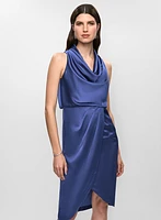 Satin Cowl Neck Dress