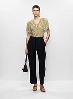 Flutter Sleeve Floral Top & Straight Leg Cargo Pants