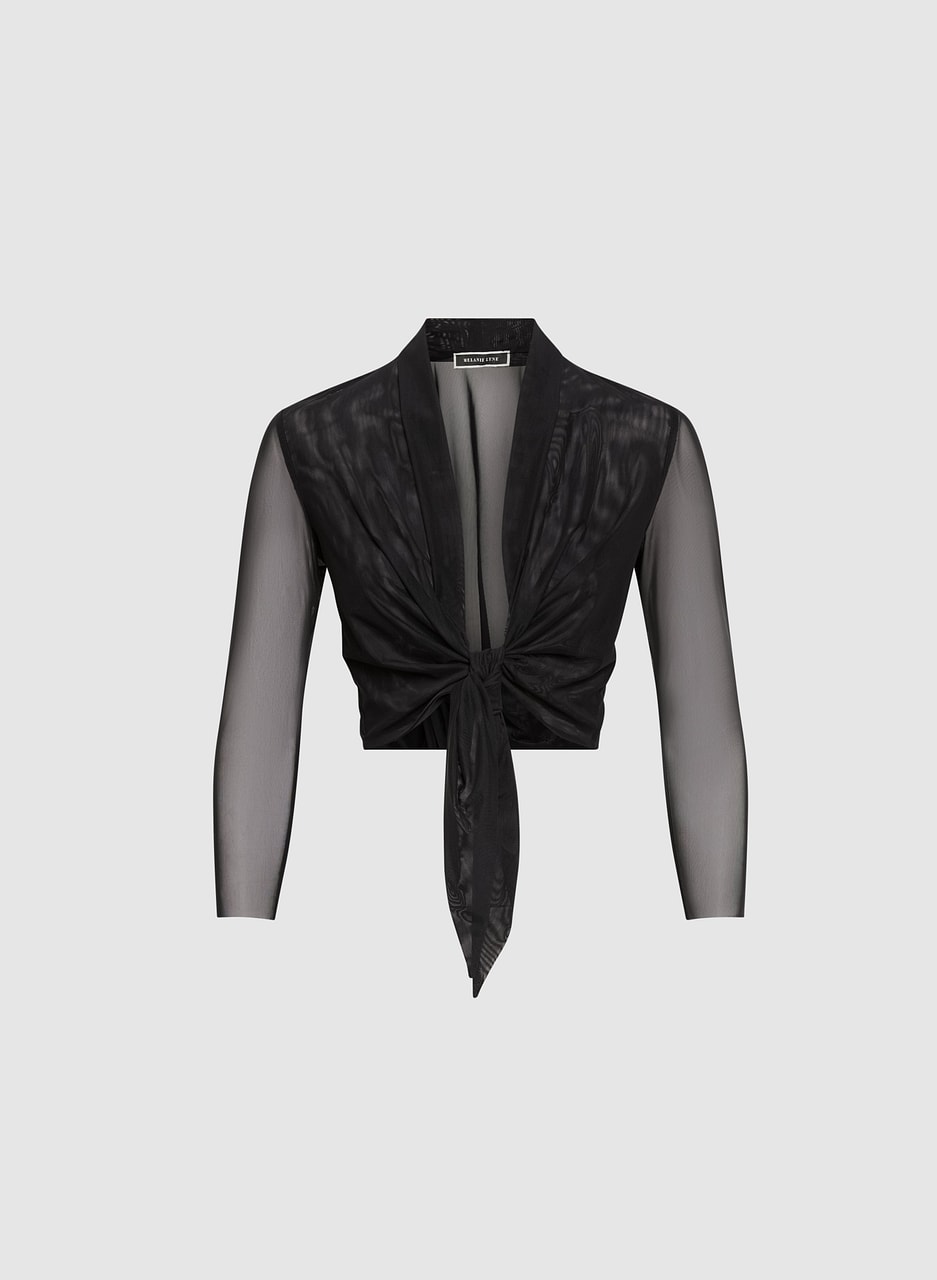 Tie-Front Mesh Bolero