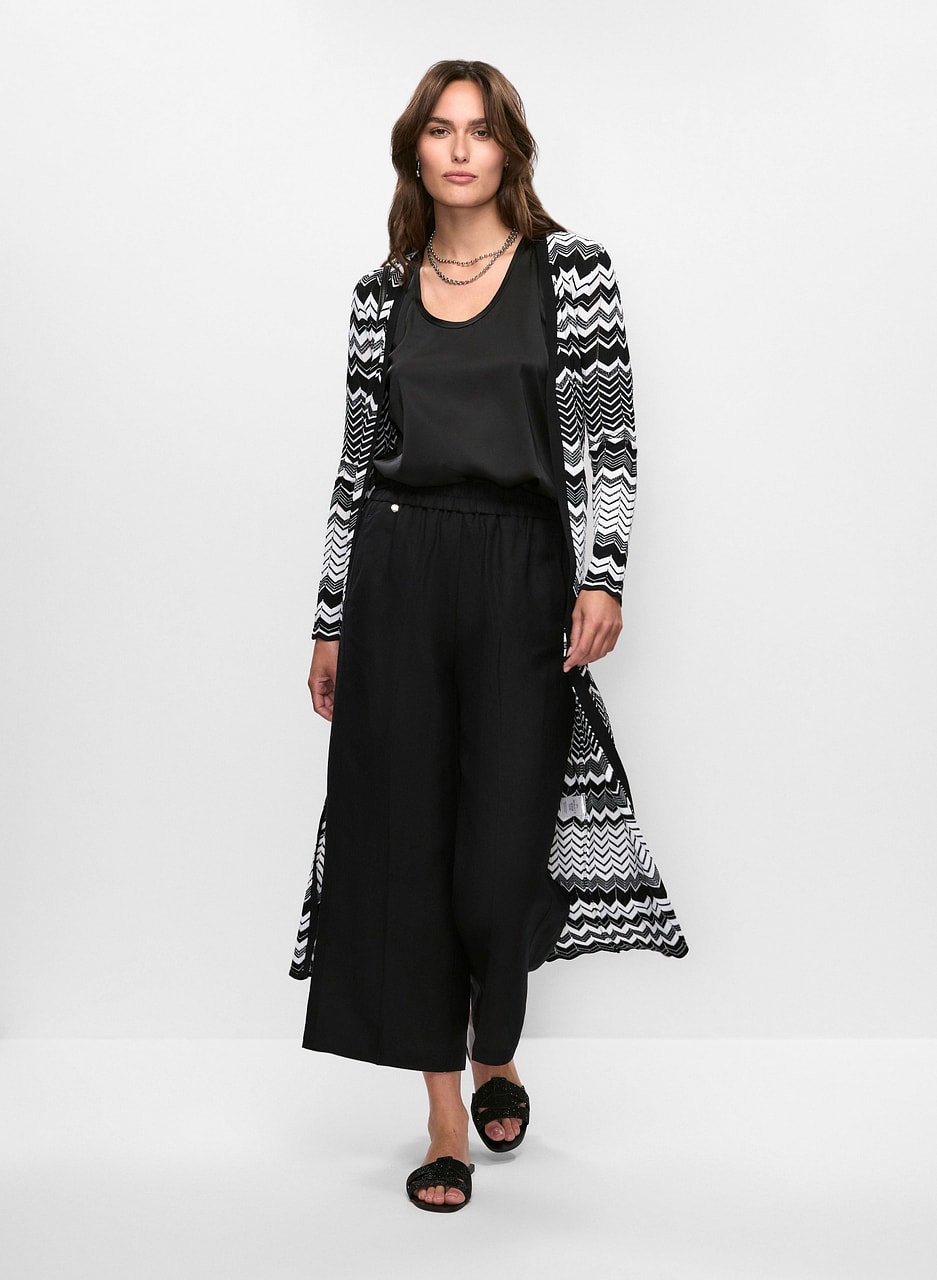 Zigzag Knit Cardigan & Culotte Pants