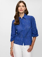 Button-Down Eyelet Blouse