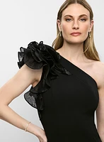 Adrianna Papell - One-Shoulder Rosette Dress