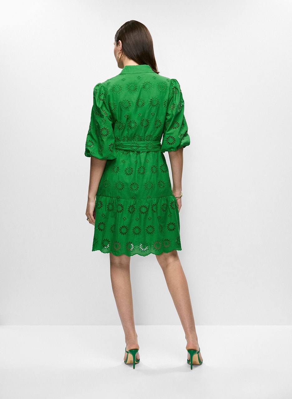 Eyelet Embroidered Shirt Dress