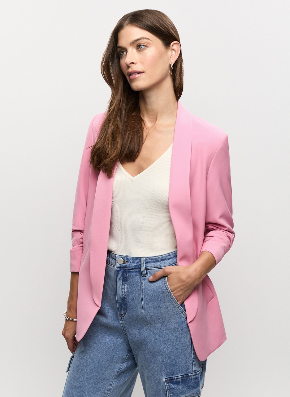 Ruched Sleeve Blazer