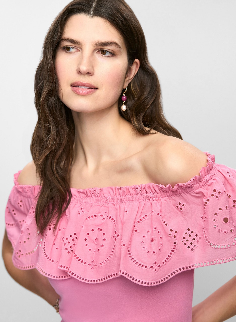 Off-the-Shoulder Eyelet Top