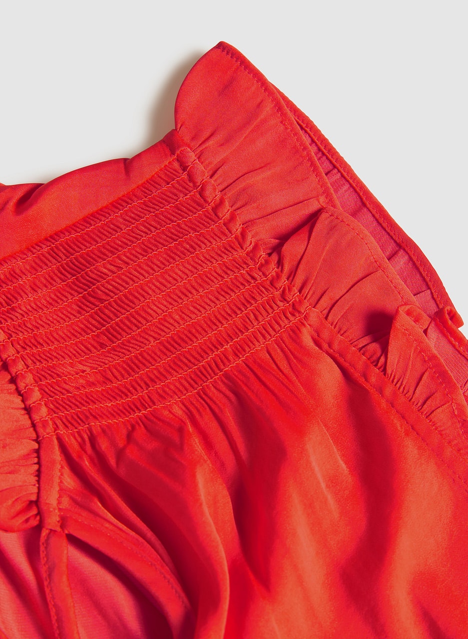 Satin Ruffle Shoulder Blouse