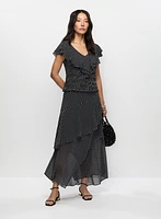 Asymmetric Polka Dot Maxi Skirt