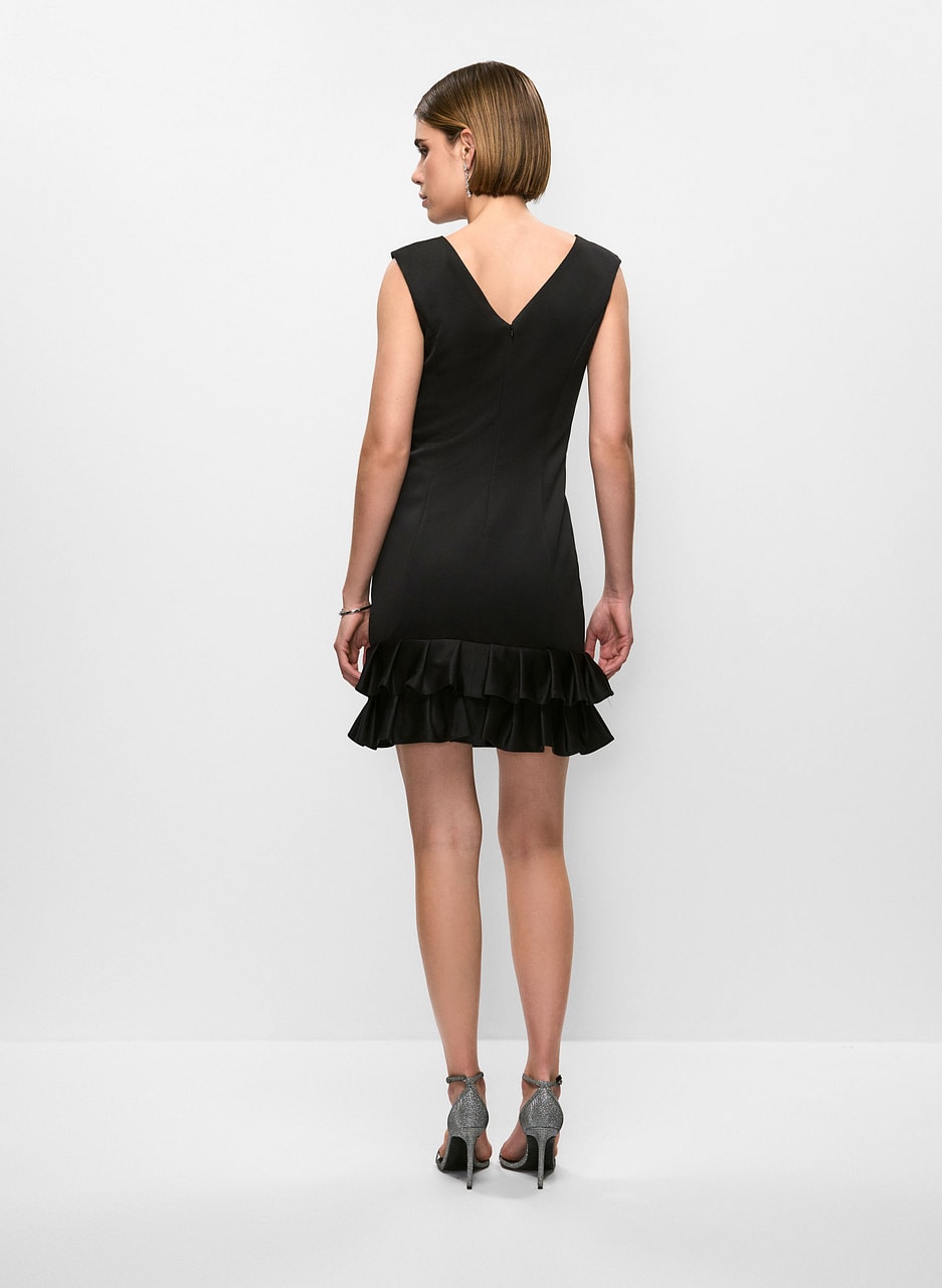 Short Double-Ruffle Hem Dress