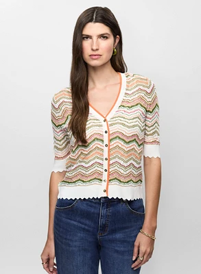 Multicolour Stripe Short Sleeve Cardigan
