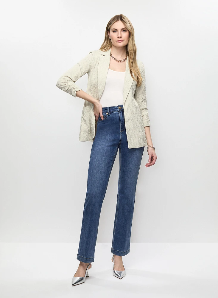 Joseph Ribkoff - Textured Ruched Sleeve Blazer