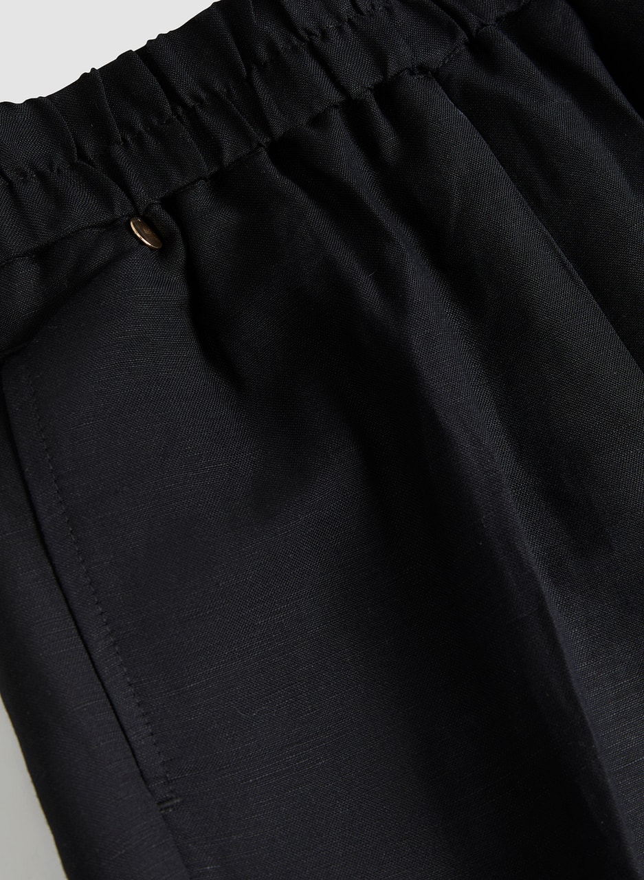 Pull-On Linen-Blend Culotte Pants
