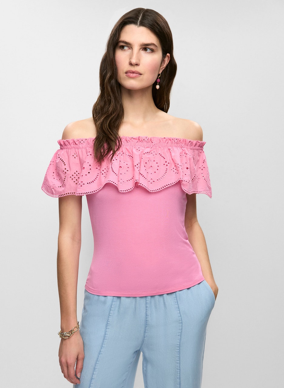 Off-the-Shoulder Eyelet Top