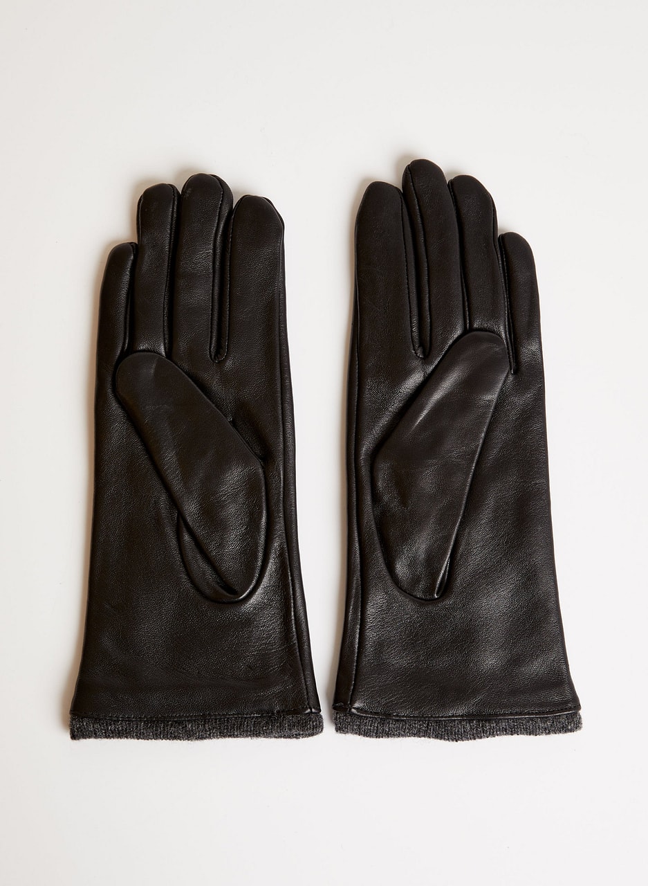 Stitch Detail Leather Gloves