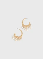 Pearl Dangles Open Hoop Earrings