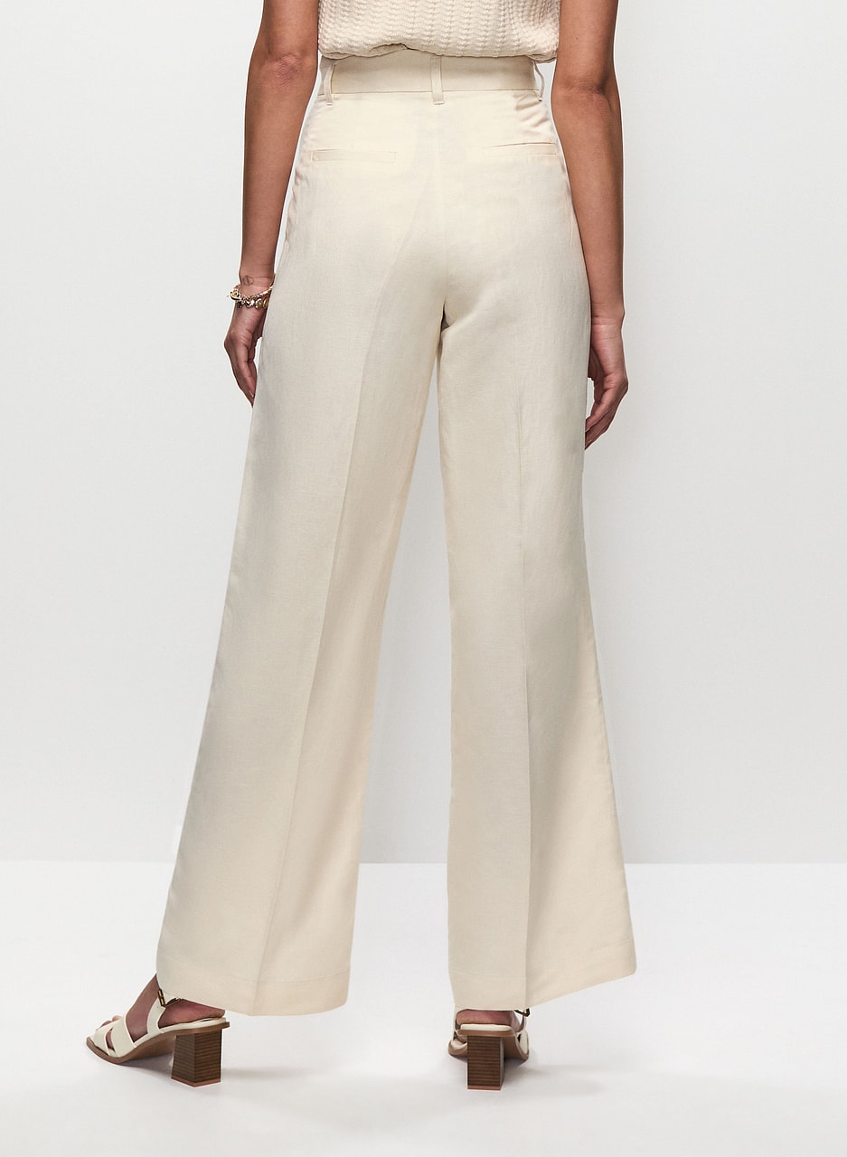 Linen-Blend Wide Leg Pants